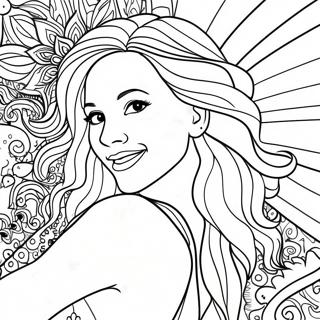 Shakira Dansende med Farverig Baggrund Malebog | Shakira malebog