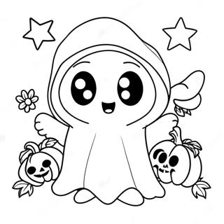 Elskelig Halloween Spøgelse Farvelægningsside | Søde oktober malebog