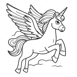 Majestætisk Pegasus i flugt farvelægningsside | Pegasus malebog