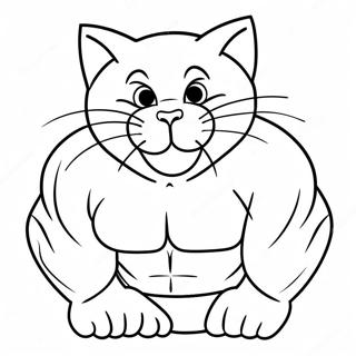 Meowscles viser muskler farvelægningsside | Miaucles malebog