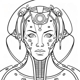 Futuristisk Cyborg med Laserøjne Malebog | Cyborg malebog