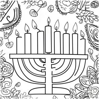 Hanukkah Menorah Farvelægningsside | Hanukkah malebog