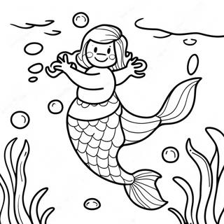 Farverig Havmand Underwater Scene Malebog | Mandfisk malebog