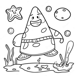 Sjov Patrick Star Under Vandet Farvelægningsside | Patrick malebog