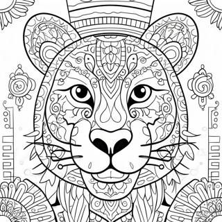 Farverig maya-jaguar farvelægningsside | Maya malebog