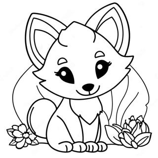 Sød Foxy med Blomster Farvelægningsside | Foxy malebog