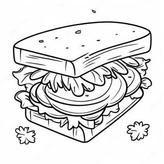 Lækker Sandwich med Salat Farvelægningsside | Sandwich malebog