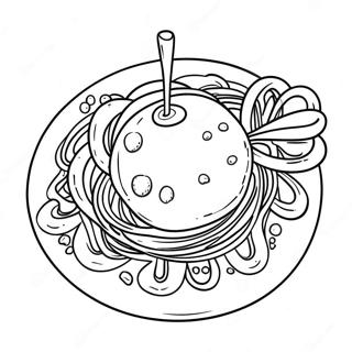 Spaghetti med Kødklumper Farvelægningsside | Spaghetti malebog