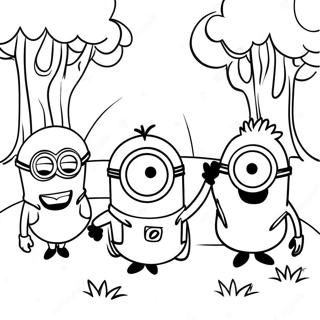 Minions, der leger i parken farvelægningsside | Despicable Me malebog