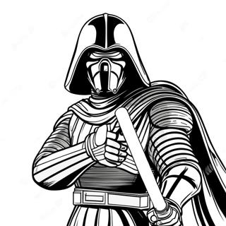 Kylo Ren med lyssværd farvelægningsside | Kylo Ren malebog