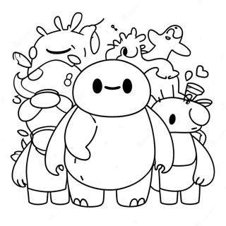 Sød Baymax med Venner Malebog | Baymax malebog