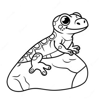 Sød Gecko på en Sten Malebog | Gecko malebog