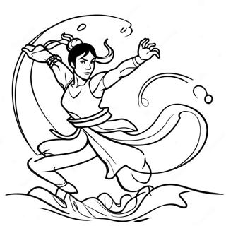 Korra i Vandbending Pose Farvelægningsside | Korra malebog