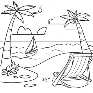 Tropisk Strand Scene Malebog | Tropisk malebog