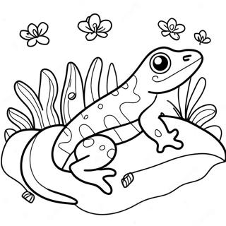 Farverig salamander i naturen farvelægningsside | Salamander malebog