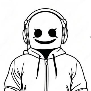 DJ Marshmello med Farverige Hovedtelefoner Farvelægningsside | DJ Marshmello malebog