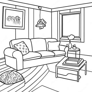 Hyggelig Rec Room med sofa farvelægningsside | Rec Room malebog