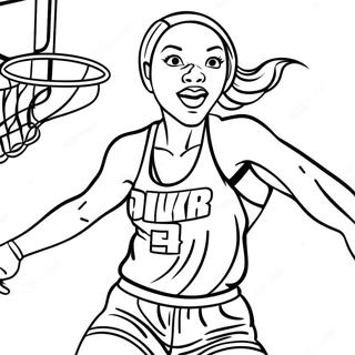 Dynamisk WNBA Spiller Dunking Malebog | WNBA malebog