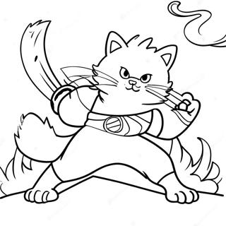 Fierce Warrior Cat i Kamp Farvelægningsside | Krigerskat malebog