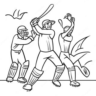 Spændende kricketkamp Farvelægningsside | Kricket malebog