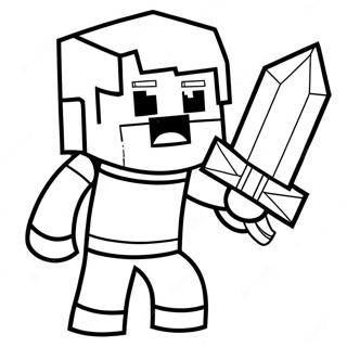 Minecraft Alex med Diamantsværd Malebog | Minecraft Alex malebog