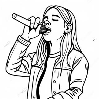 Billie Eilish Synger på Scenen Malebog | Billie Eilish malebog