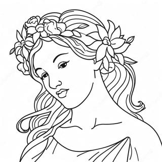 Elegant Aphrodite med Blomster Maleblade | Afrodite malebog