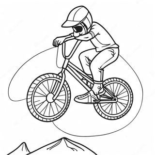 Cool BMX rytter der udfører tricks farvelægningsside | BMX malebog