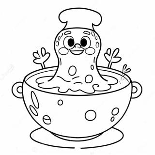 Chowder skål, farvelægningsside | Suppe malebog