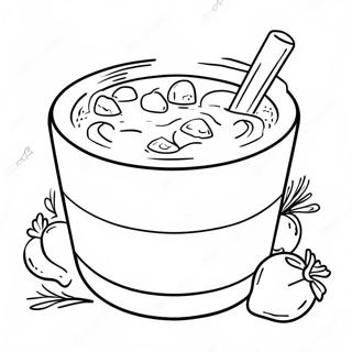 Cremefyldt chowder med grøntsager, farvelægningsside | Suppe malebog