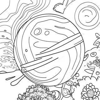 Farverig Planet i Rummet Farvelægningsside | Planet malebog