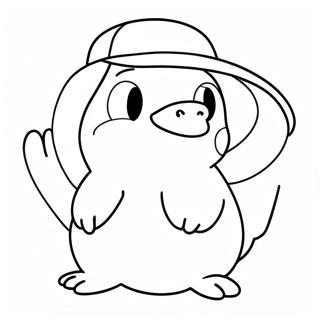 Sød Psyduck med Hat Malebog | Psyduck malebog