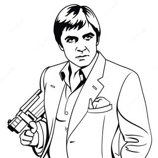 Scarface med pistol farvelægningsside | Scarface malebog