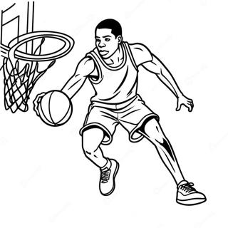 Sort mand spiller basketball farvelægningsside | Sort Mand malebog