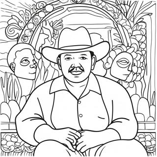 Vibrant Diego Rivera vægmaleri farvelægningsside | Diego Rivera malebog