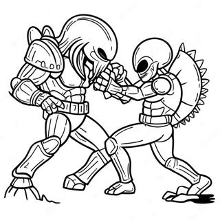 Alien vs Predator kamp scene farvelægningsside | Alien vs Predator malebog