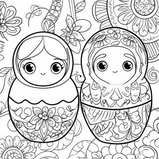 Traditionelle Russiske Matryoshka Dukker Malebog | Rusland malebog