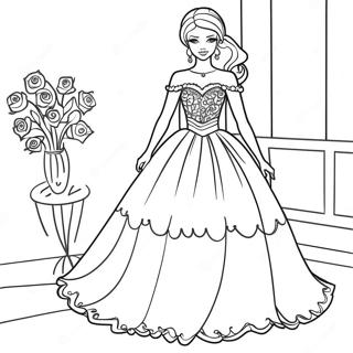 Stilfuld Barbie i Kjole Malebog | Mode Barbie malebog