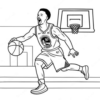 Steph Curry skyder tre-pointer, farvelægningsside | Steph Curry malebog