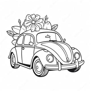 Sød VW Boble med Blomster Malebog | VW Boble malebog