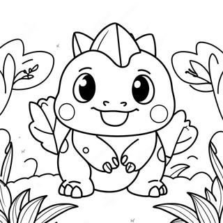 Sød Ivysaur i en Have Farvelægningsside | Ivysaur malebog