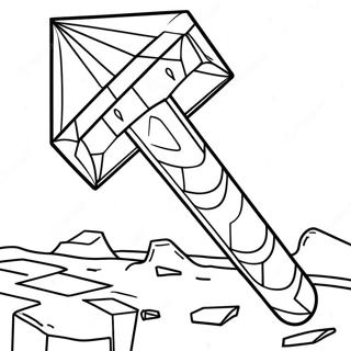 Diamant Minecraft spyd farvelægningsside | Minecraft Hakke malebog