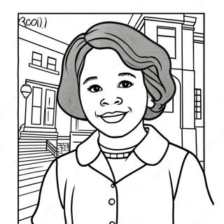 Ruby Bridges historiske øjeblik farvelægningsside | Ruby Bridges malebog