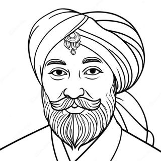 Farverig Sikh turban farvelægningsside | Sikh malebog