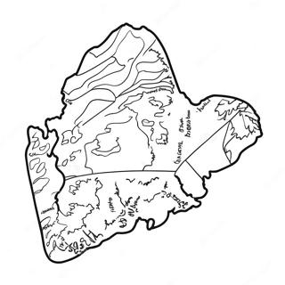 Maine Stat Outline Farvelægningsside | Maine malebog