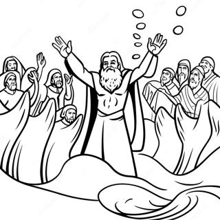 Moses Deler Det Røde Hav Malebog | Gamle Testamente malebog