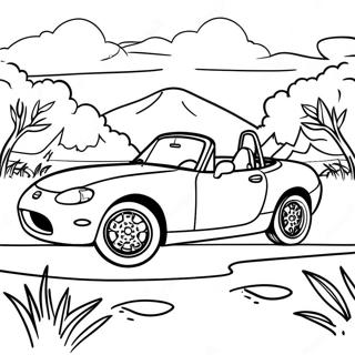 Mazda Miata i et Malerisk Landskab Malebog | Miata malebog