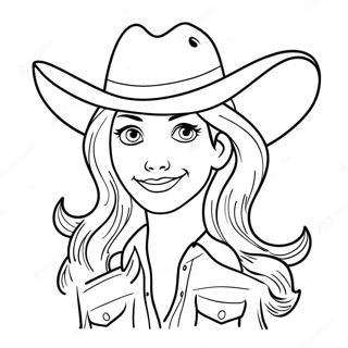 Sød cowgirl med hat farvelægningsside | Kvigepige malebog