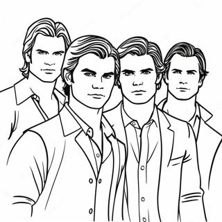Vampire Diaries karaktergruppe farvelægningsside | TVD malebog