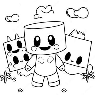 Sød Marshmello med venner farvelægningsside | Marshmello malebog